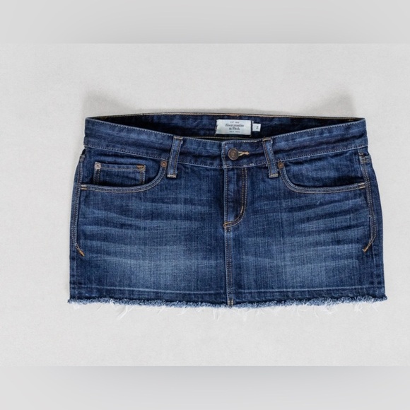 Y2K Abercrombie & Fitch Denim micro mini Skirt Sz 10 - Picture 3 of 13